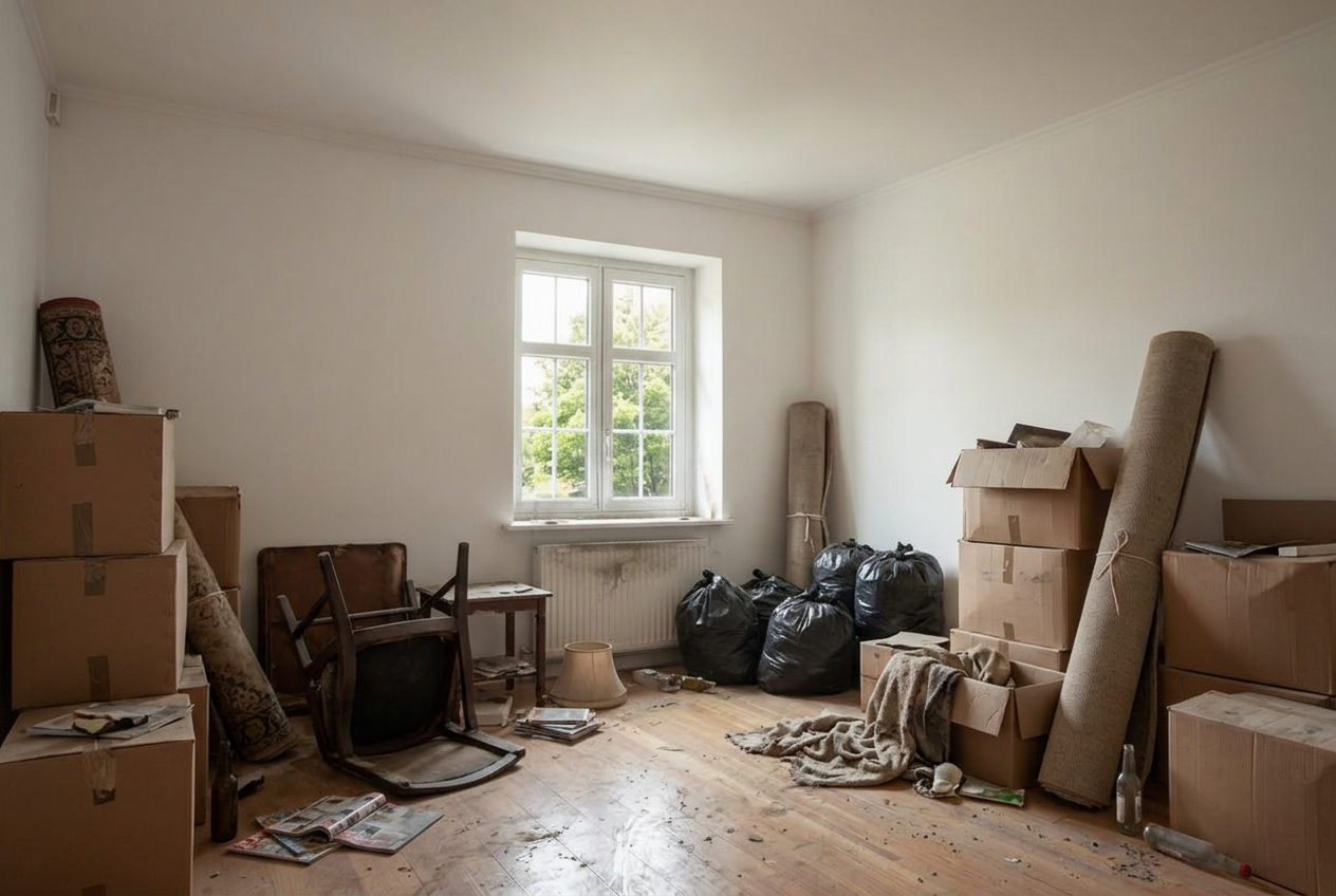 Wohnung vor der Entrümpelung – vollständig zugestellt
