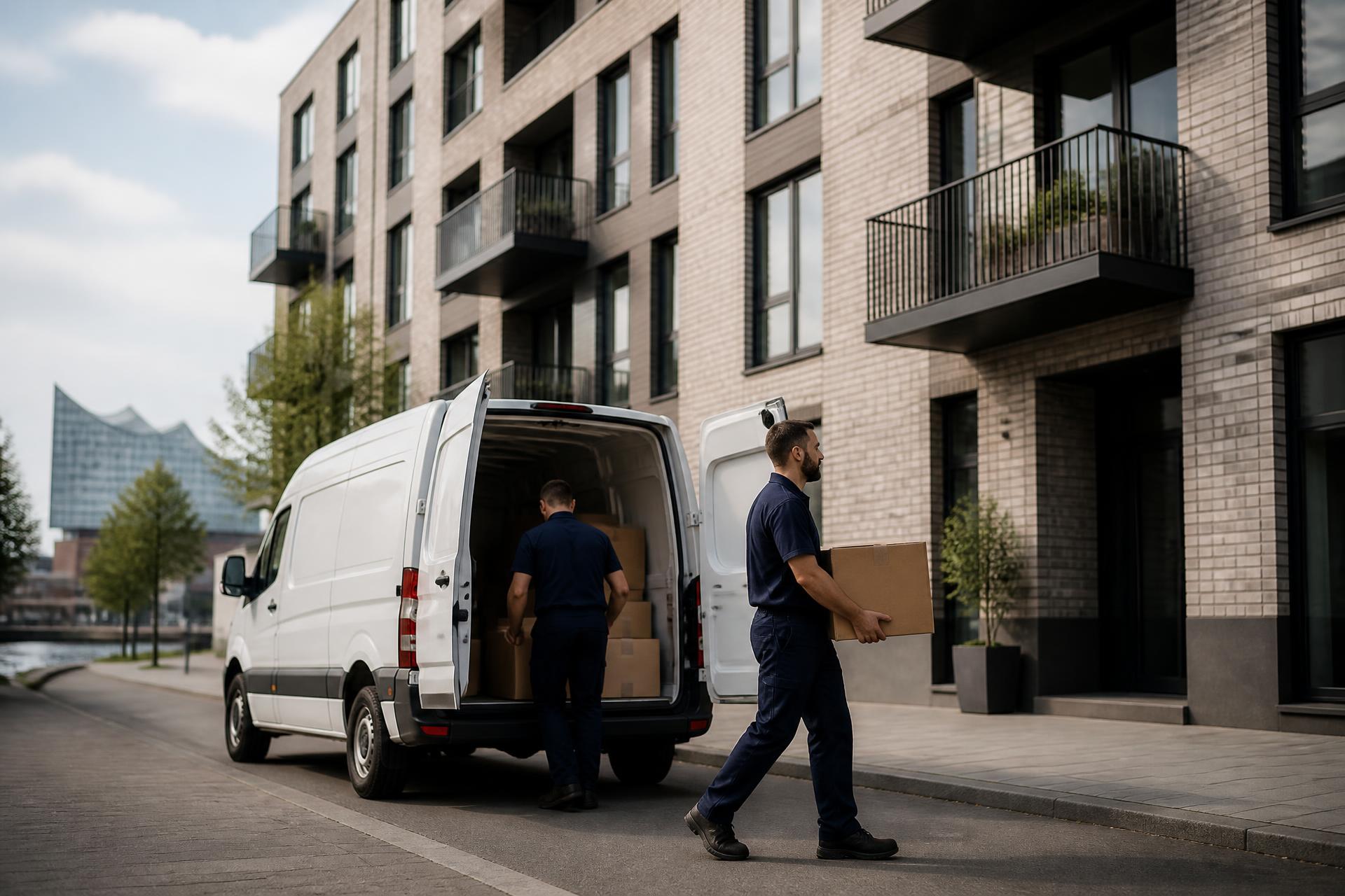 Transporter und Team von NORDELVO bei einer Entrümpelung in Hamburg